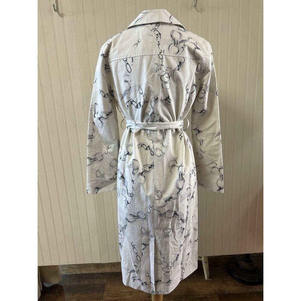 L’agence Venus Trench Coat RARE Fall Sample Size 4 Small Ivory/Grey Faded Chain - Picture 6 of 10